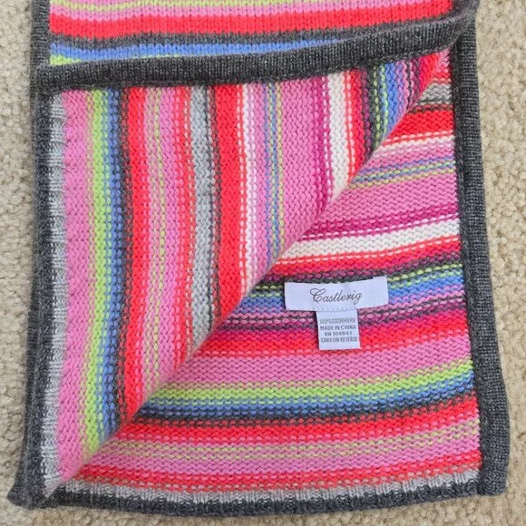 Striped Cashmere knit scarf colorful multicolor - Picture 2 of 9